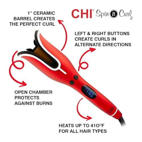CHI Spin N Curl hair styler with ceramic barrel and directional buttons.