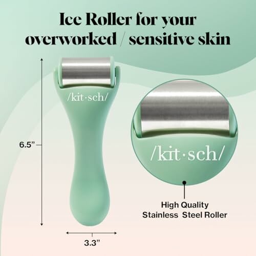 Ice roller for sensitive skin with stainless steel roller